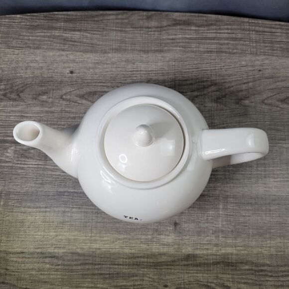 Rae Dunn Artisan Collection White Ceramic‎ Farmhouse Typewriter Font Teapot - Picture 5 of 8